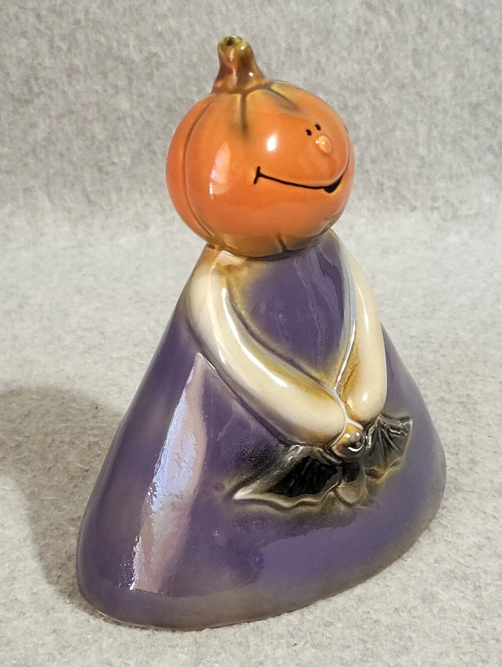 Vtg Tii Collections Halloween Pumpkin Bat Purse Ceramic Figurine Decor Retro MCM